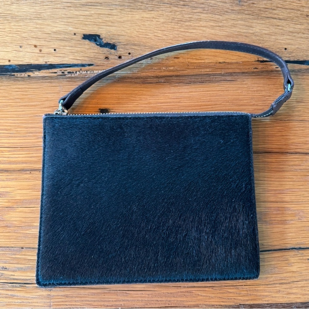 LOFT Black Haircalf Wristlet Clutch